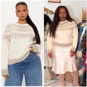 Fair Isle Sweater - Ivory - Sz 1X